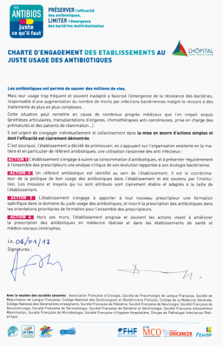 Charte d'engagement des établissements au juste usage des antibiotiques